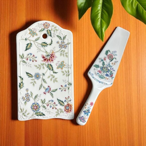 VTG Andrea by Sadek Japan Porcelain Cake Plate & Server Set Floral Embossed - Picture 1 of 6